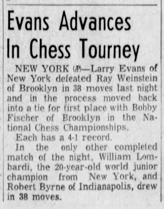 Evans Advances In Chess Tourney