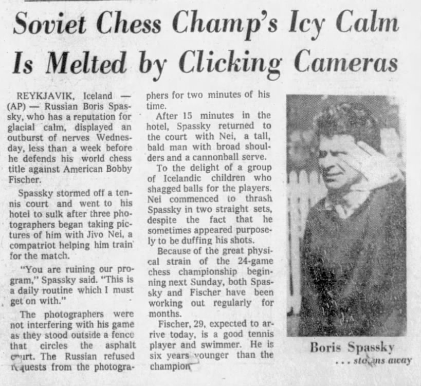 Soviet Chess Champ's Icy Calm Is Melted by Clicking Cameras