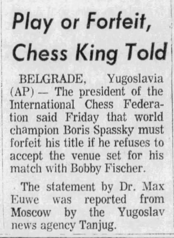 Play or Forfeit, Chess King Told