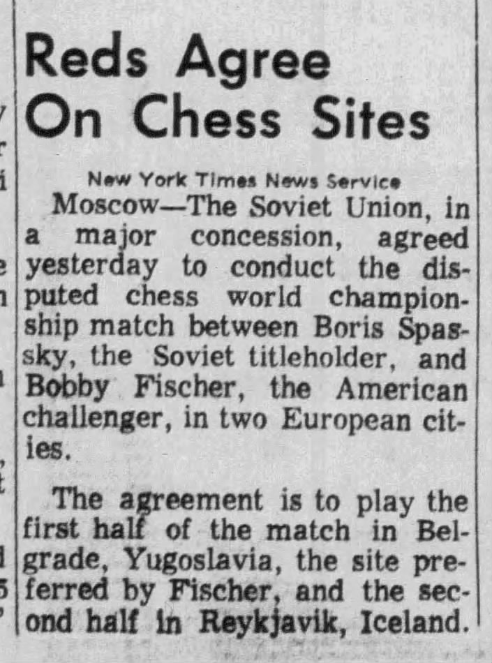 Reds Agree On Chess Sites