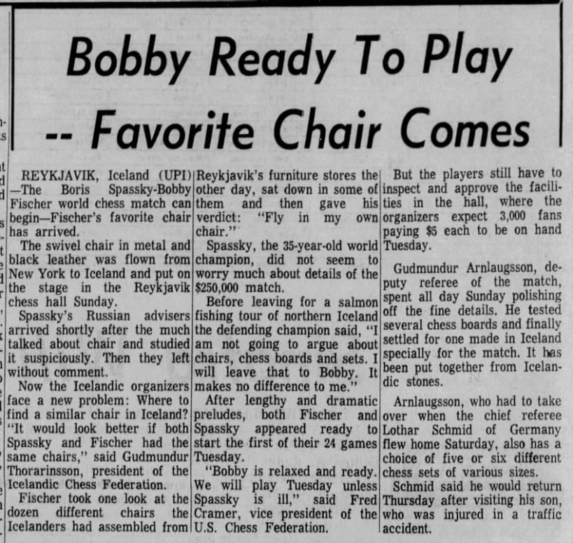 Bobby Ready to Play -- Favorite Chair Comes