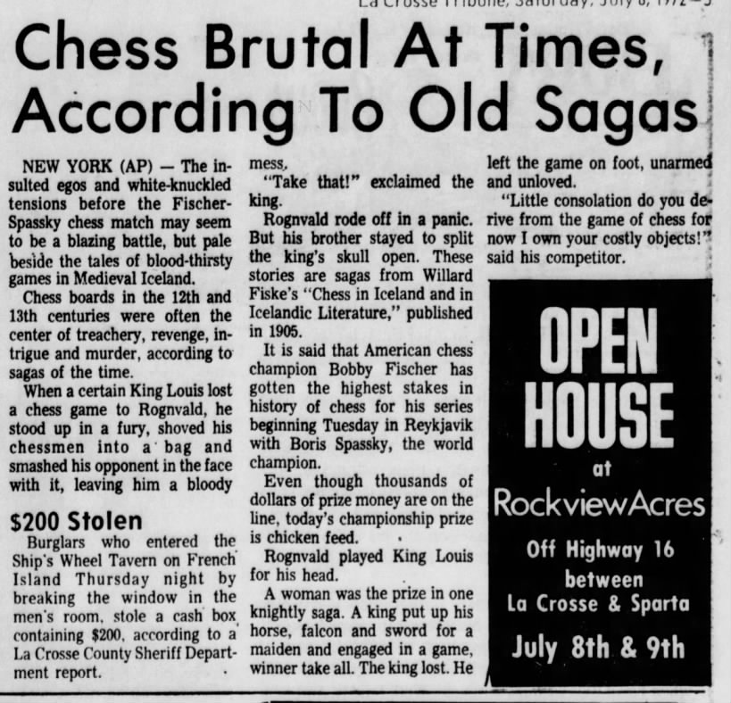Chess Brutal At Times, According To Old Sagas