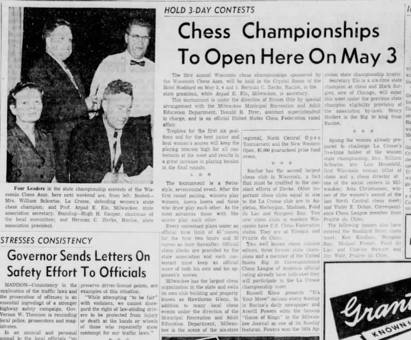 Chess Championships To Open Here on May 3