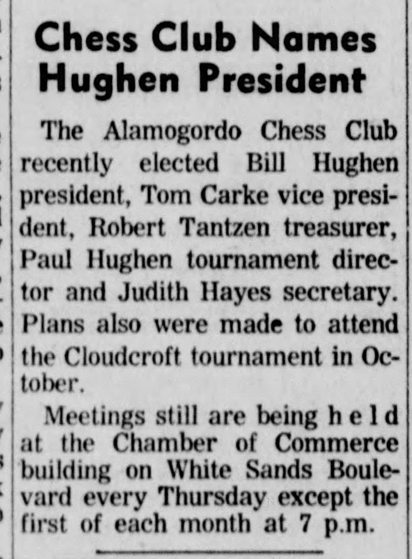 Chess Club Names Hughen President