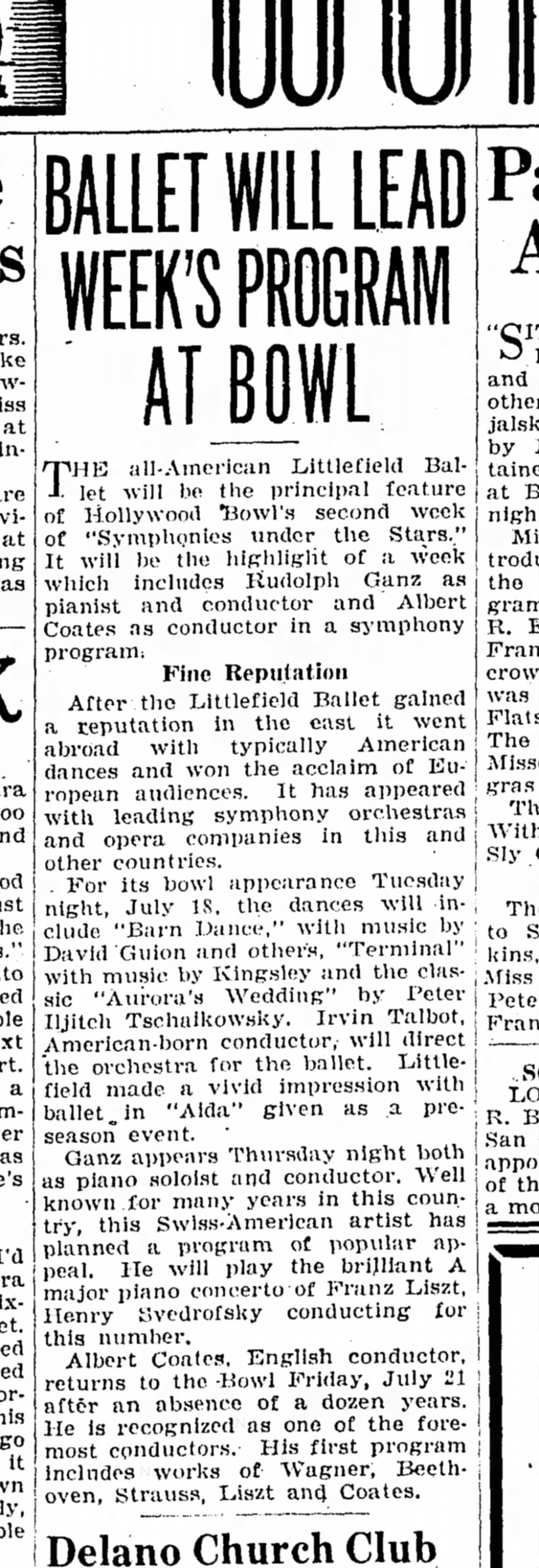 Littlefield Ballet/ Bakersfield CA 14 JUL 1939