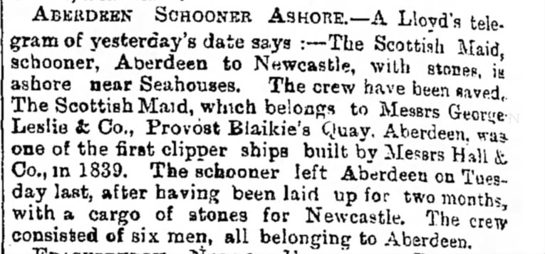 Aberdeen Schooner ashore (Scottish Maid)