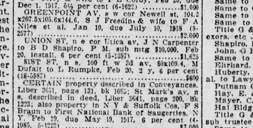 Brooklyn Daily Eagle Feb 21,1917 Mortages