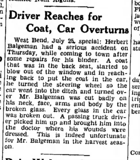 herbert balgeman car accident 1933