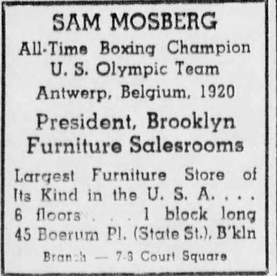 Mosberg Furniture, Brooklyn Daily Eagle, 26 Oct 1941, p. 104