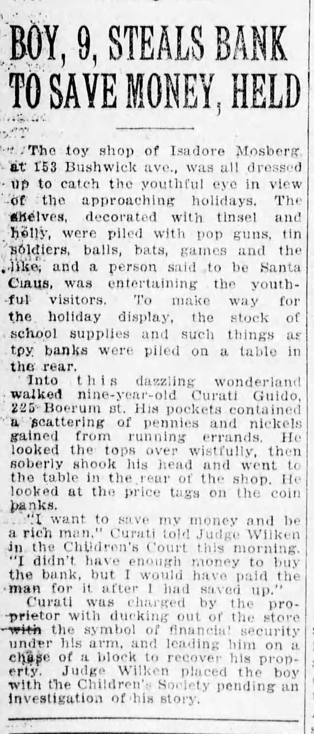 Isadore Mosberg, The Brooklyn Daily Eagle, 6 Dec 1922, p. 2