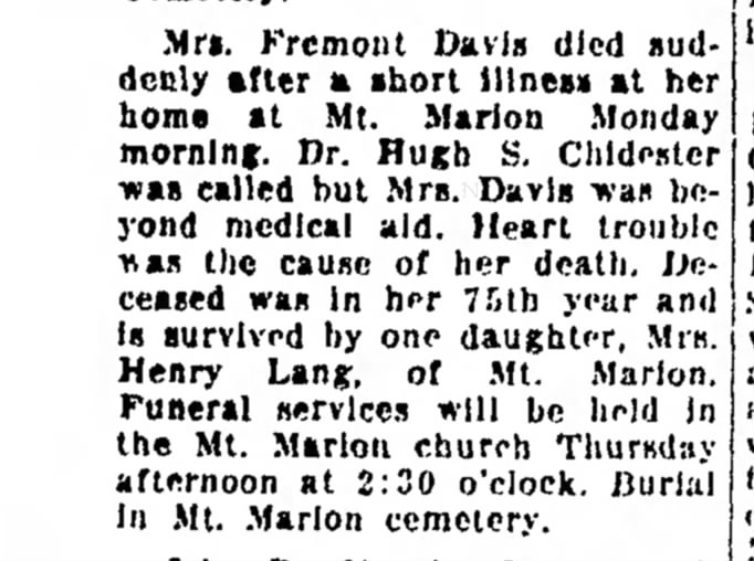 Harriet Brink died wife of fremont davis1feb1938thekingdalfreemankingnypg8