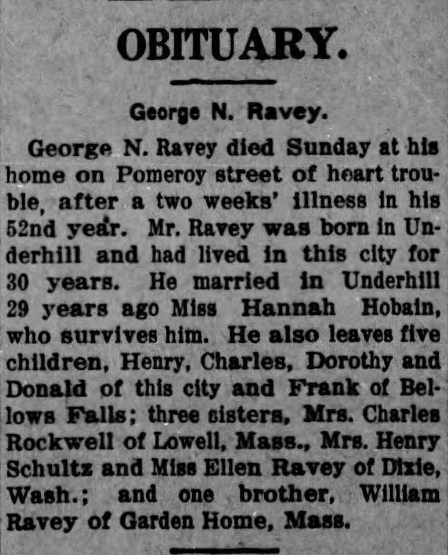 George N Ravey obituary