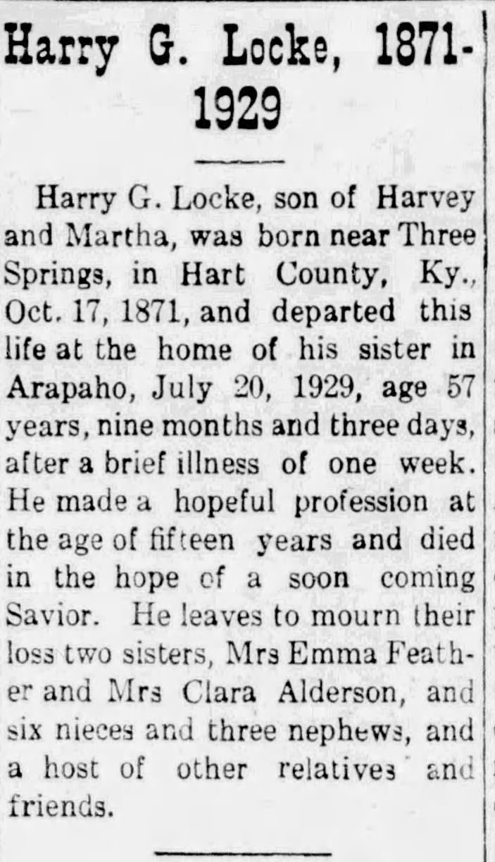 Obituary for Harry G Locke