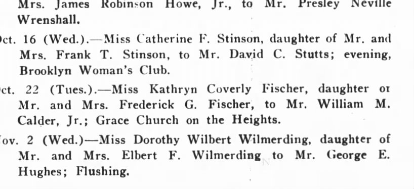 Frank T. Stinson's daughter wed 1929