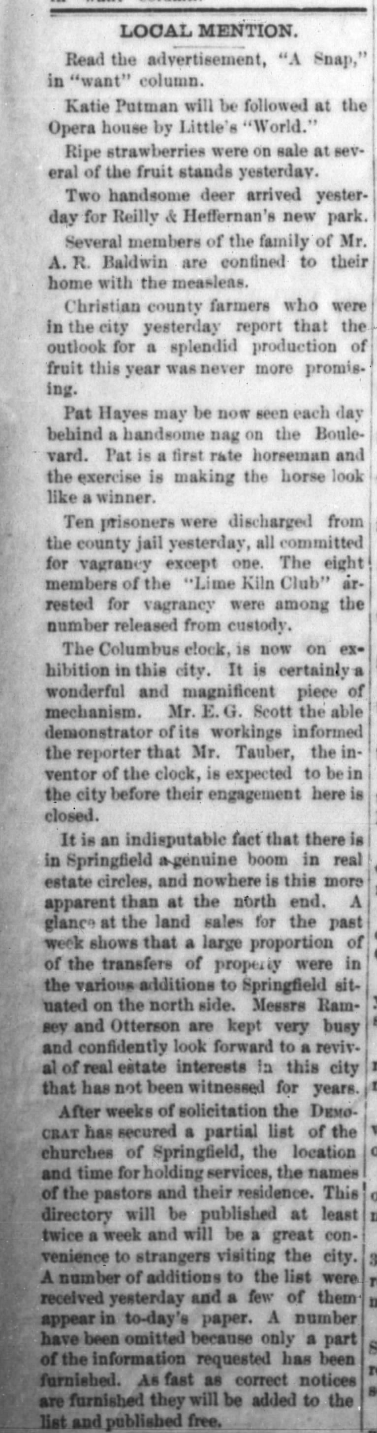 Patrick Hayes in Springfield Democrat 19 April 1891 pg 6