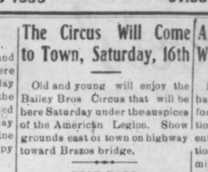 Bailey Bros Circus 1935