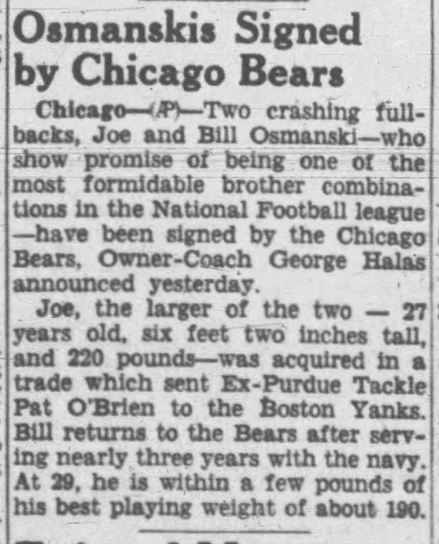 Osmanskis Signed by Chicago Bears
