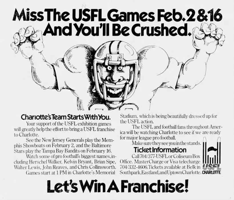 Miss The USFL Games Feb.2&16 And You'll Be Crushed.