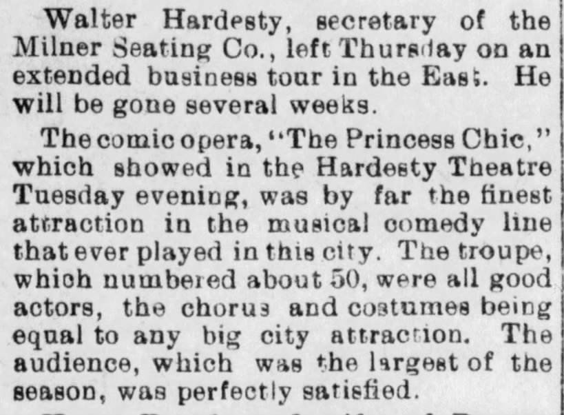 Walter Collins Hardesty (1879-1935) succeeding in manufacturing and as Theater Director