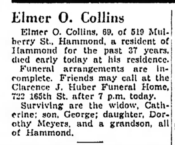Elmer Collins Obituary