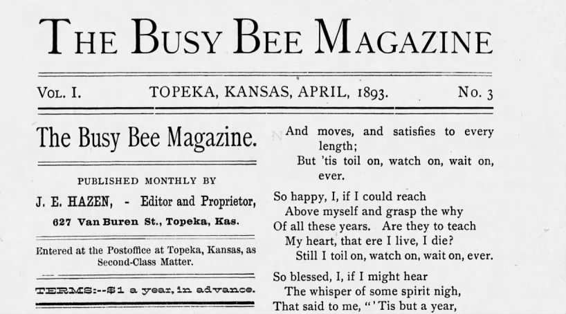 Busy Bee Magazine by J.E. Hazen at 627 Van Buren St.