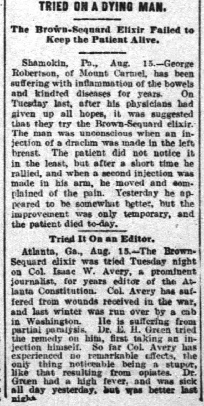 18 Aug 1889 Louiseville Kentucky, "Tried on a Dying Man"
