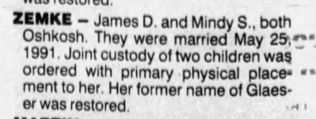 James & Mindy Zemke Divorce