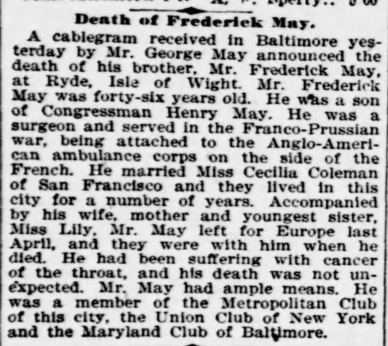 Death of Frederick May