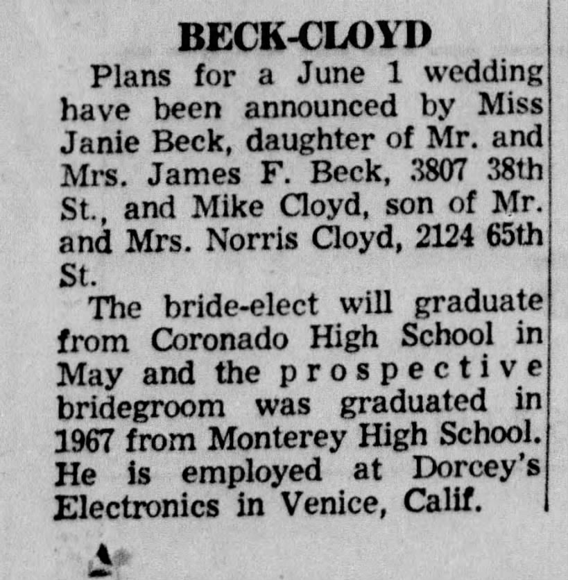 Beck-Cloyd Announce Wedding