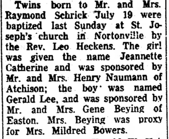 Beying twins Atchison 1948