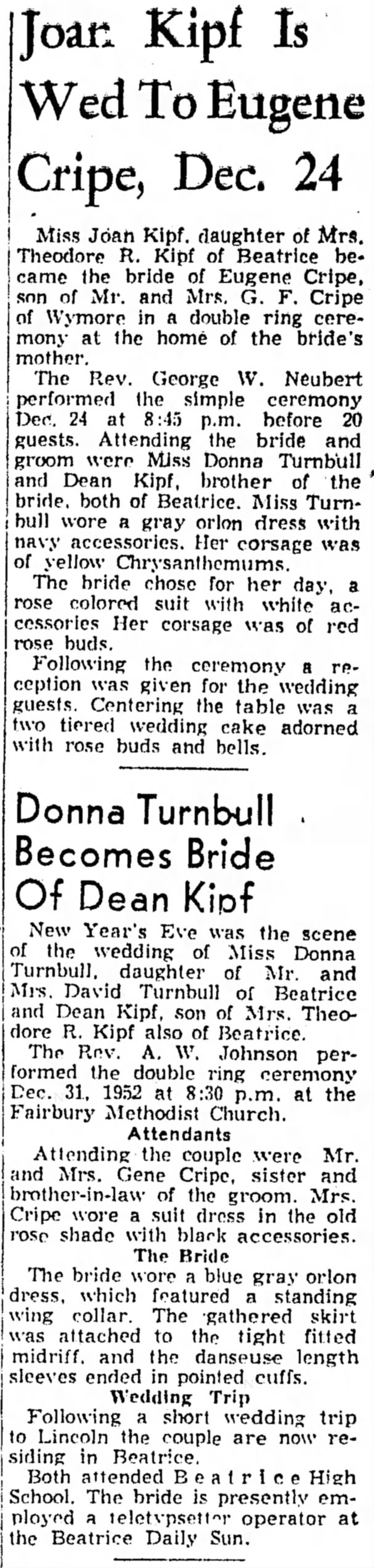 Donna Turnbull Kipf Wedding