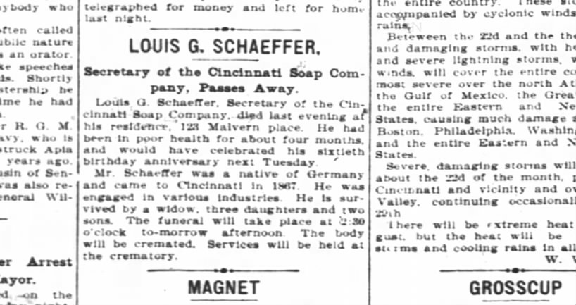 Death of L. G. Schaeffer