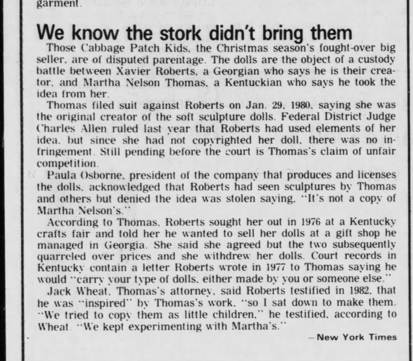 1983 Dec. Chicago paper Marthas suit