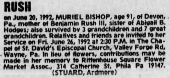 Muriel Bishop Rush death*