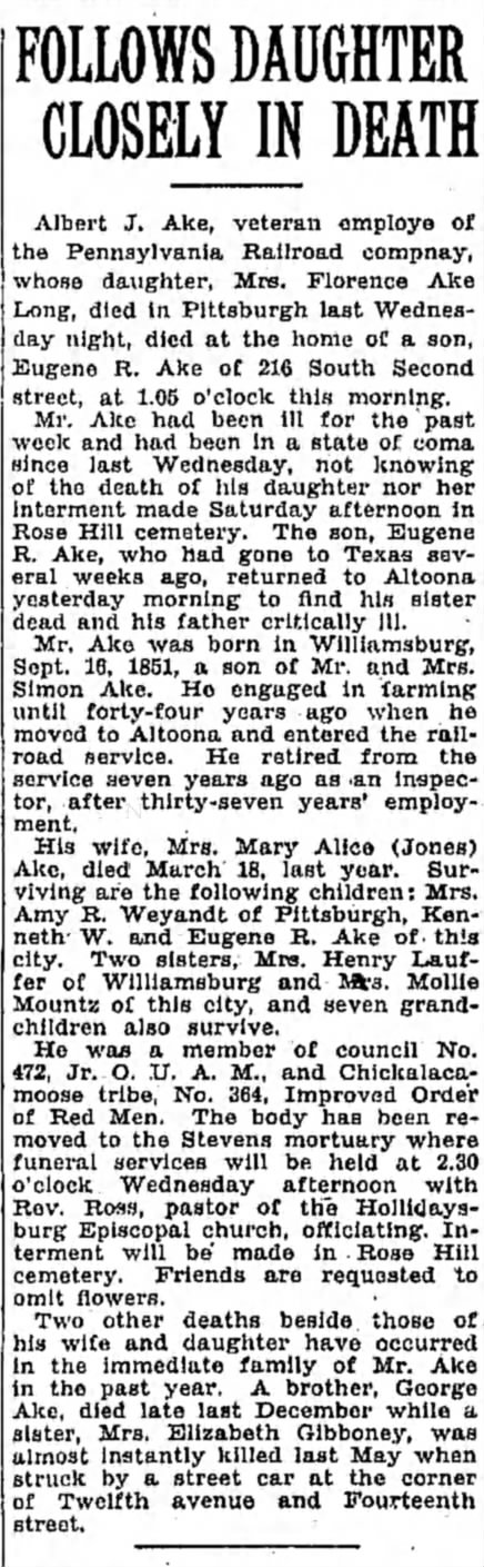 Albert J. Ake obituary