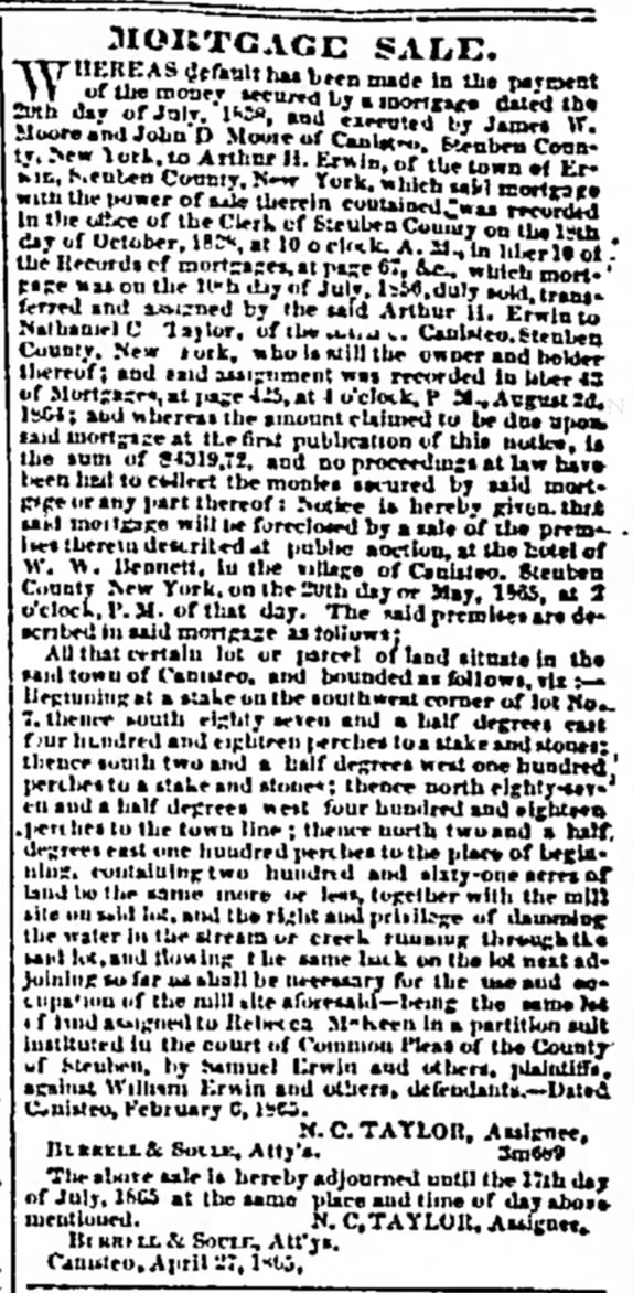 Hornellsville Weekly Tribune
Hornellsville, NY
Thursday, May 18, 1865