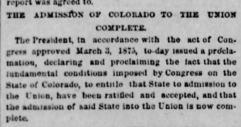 Colorado becomes a state