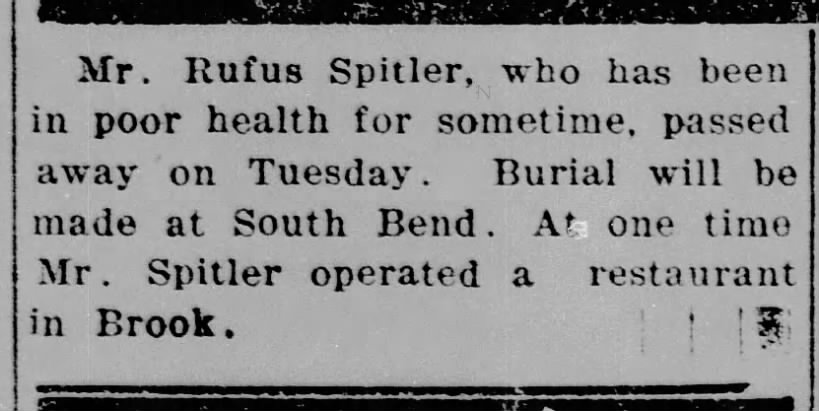 Rufus Spitler
burial in South Bend, IN