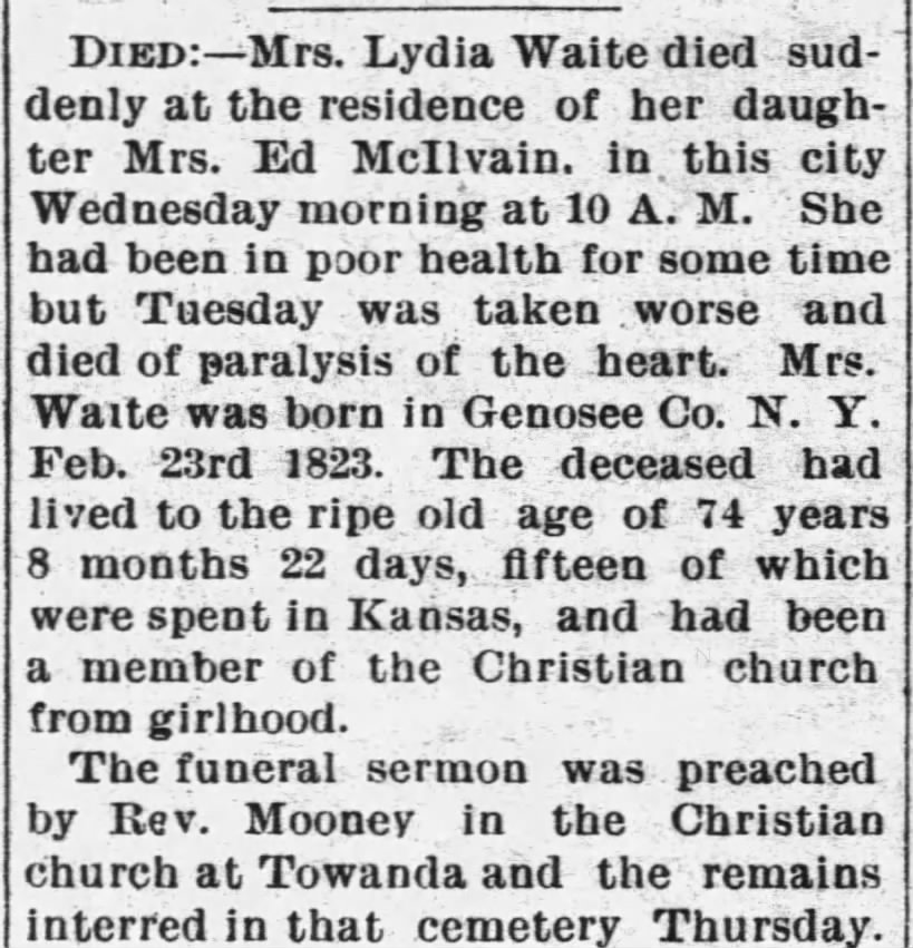 Obituary for Lydia Waite