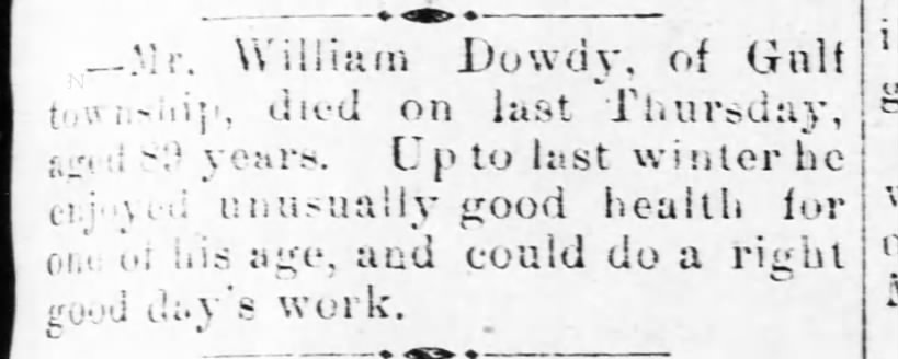 death of Mr. William Dowdy
