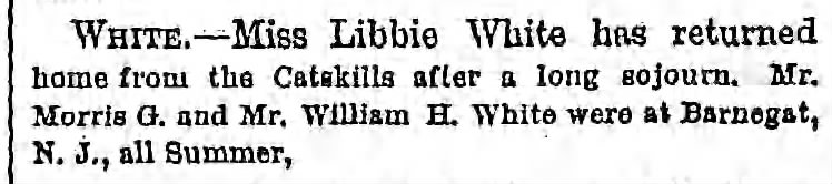 about Brooklyn People: Miss Libbie White, & Mr. Wm H. White at Barnegat, NJ.
