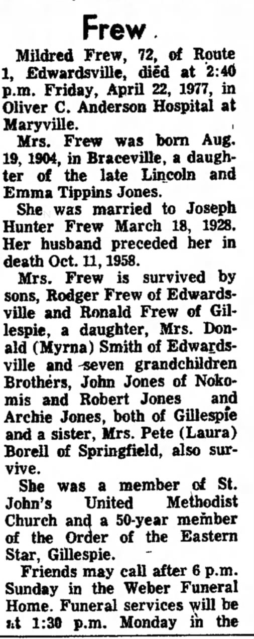 Mildred Frew Obituary (Aged 72) - Part 1 of 2