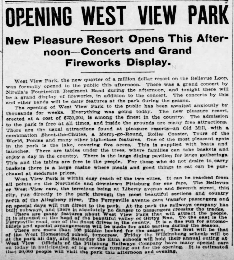 Opening West View Park