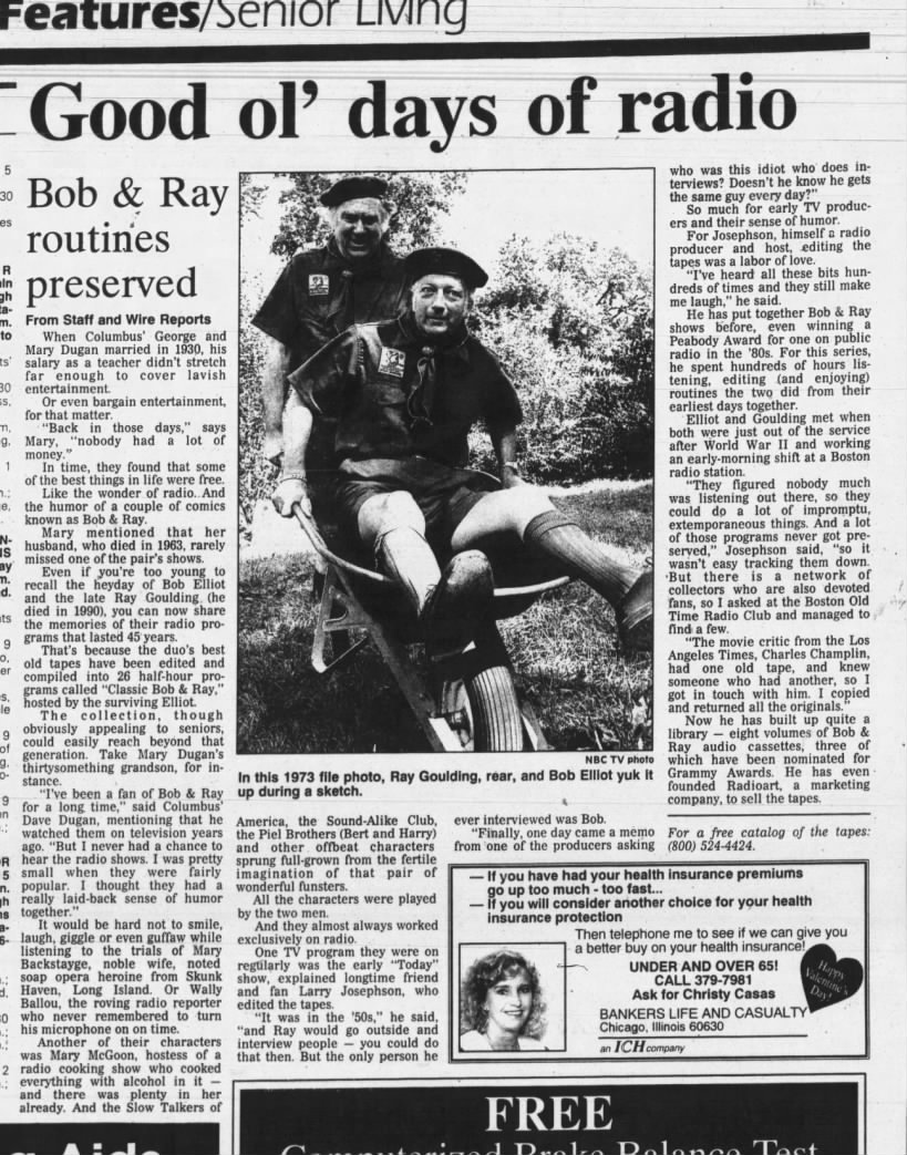 "Good ol' days of radio," The Republic (Columbus, IN), February 13, 1993, A6