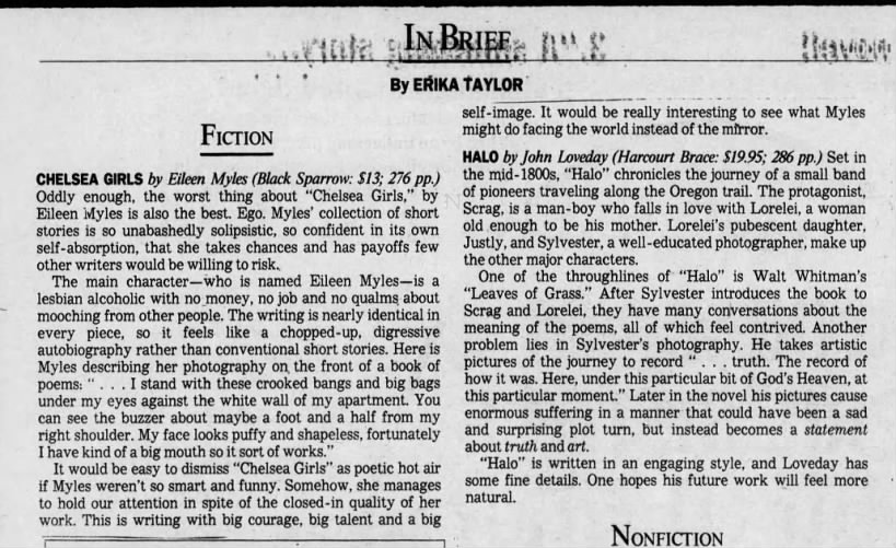 Erika Taylor, "In Brief," Los Angeles Times, November 6, 1994, p. 6-Book Review