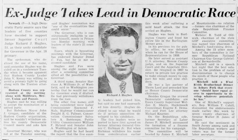 "Ex-Judge Takes Lead in Democratic Race," The Courier-News, February 10, 1961, 1
