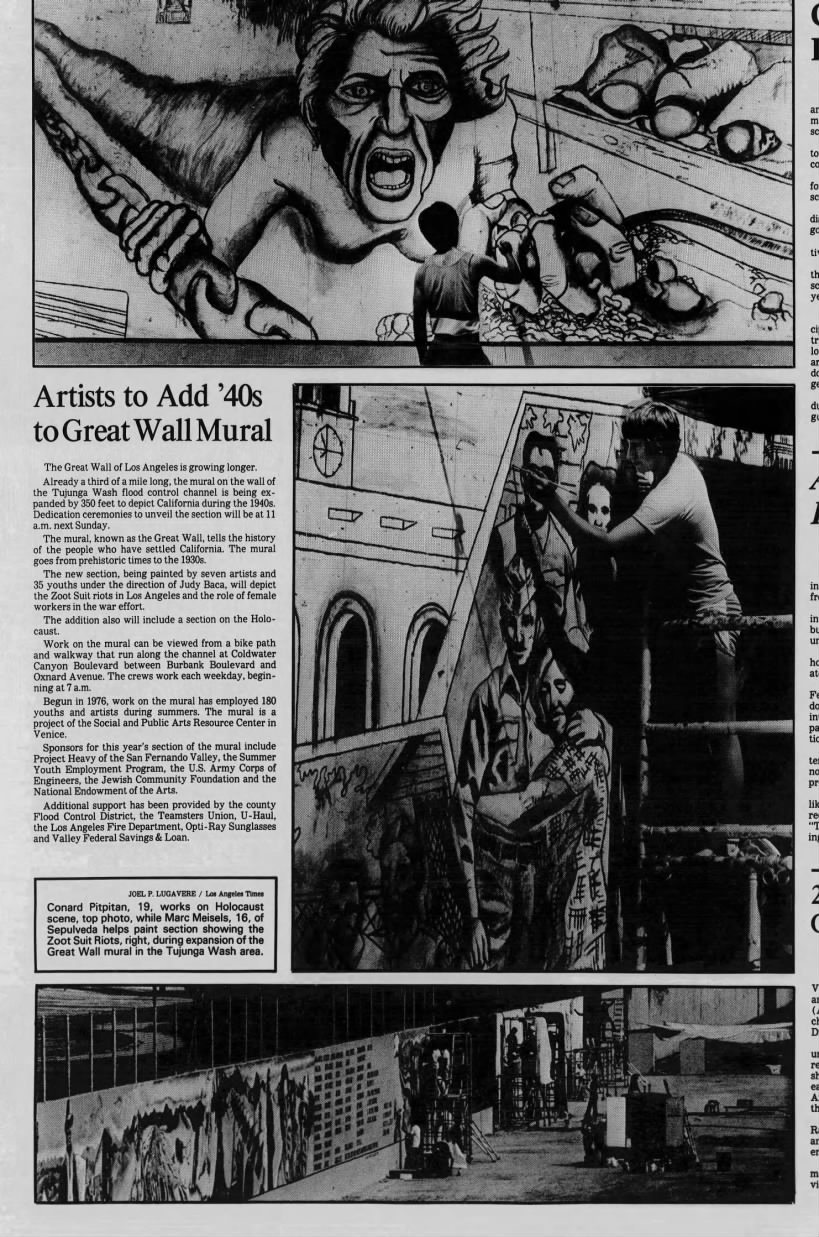 "Artists to Add '40s to Great Wall Mural," Los Angeles Times, September 13, 1981, IX-1.