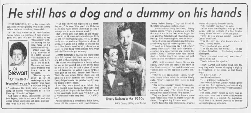 D.L. Stewart, "He still has a dog and a dummy on his hands," The Journal Herald