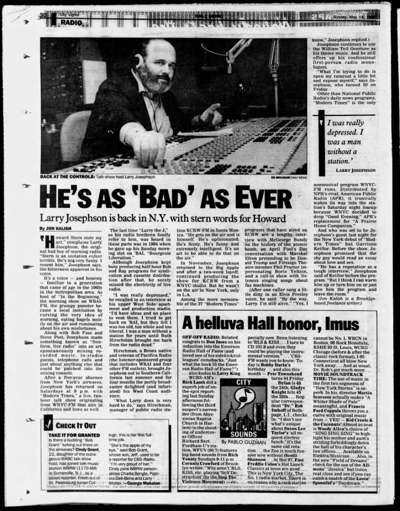 Jon Kalish, "He's as 'Bad' as Ever," Daily News, May 14, 1989, City Lights-30