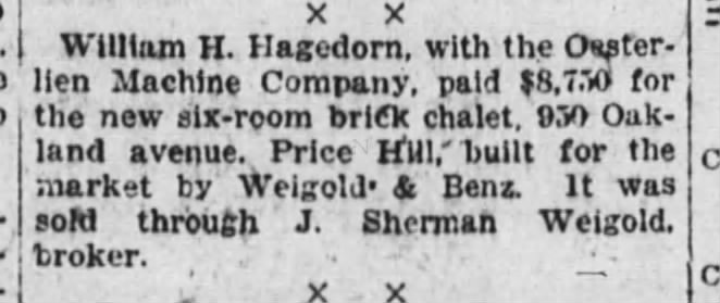 William  H Hagedorn 4 dec 1921 Cincinnati Enquirer